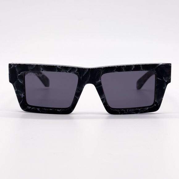 NEW OFF-WHITE NASSAU 107 BLACK MARBLE SUNGLASSES SQUARE OERI017 1107 EYEWEAR - Picture 4 of 11